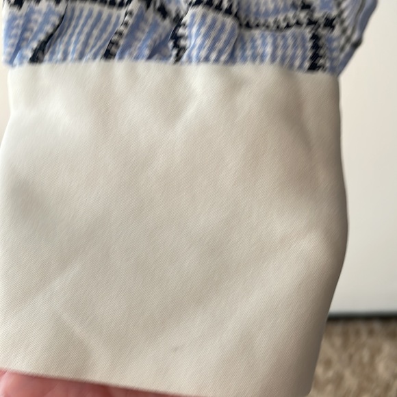 Brooks Brothers, 14, 100% silk blue houndstooth plaid semi-sheer blouse, button - Picture 6 of 10